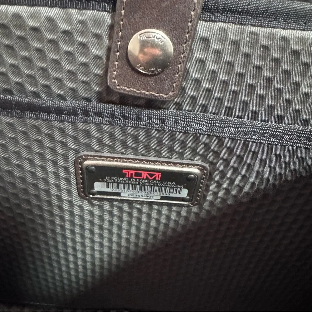 Tumi Black Nylon Travel Briefcase Tote with Leather Trim
